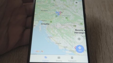 Using maps on the smartphone, looking for Split, Croatia