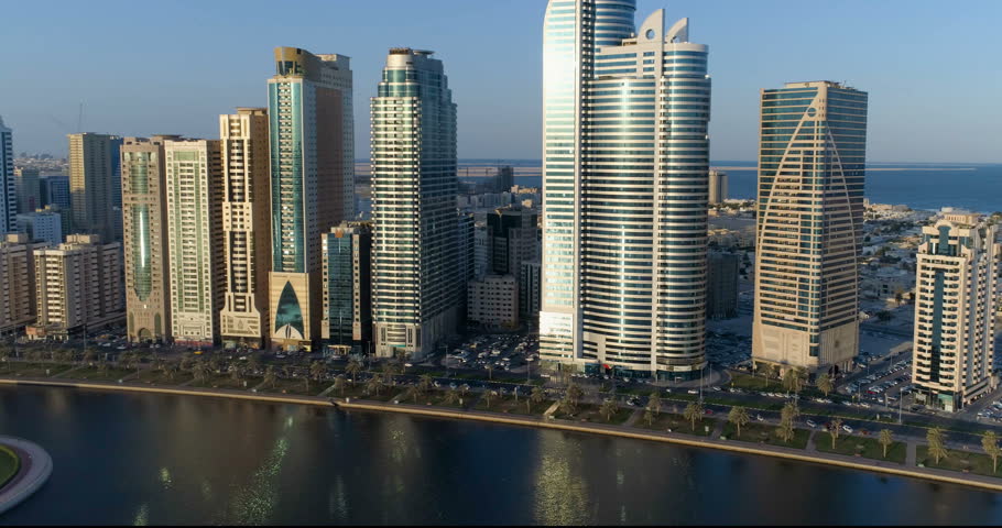 Skyscrapers in the center of Sharjah. United Arab Emirates.