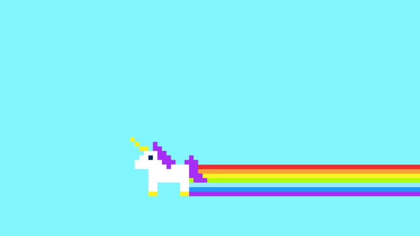 Pixel Art Style Unicorns and Rainbows Animated Retro Background 4K Clip. | Shutterstock HD Video #1009561316