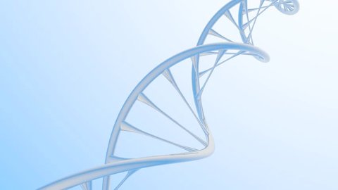 4K - close DNA strand, Double Helix - Blue and white background, promotional and business 3840 x 2160