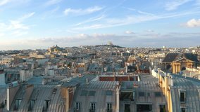 Professional video of aerial view on Sacre Coeur in Paris in 4k slow motion 60fps
