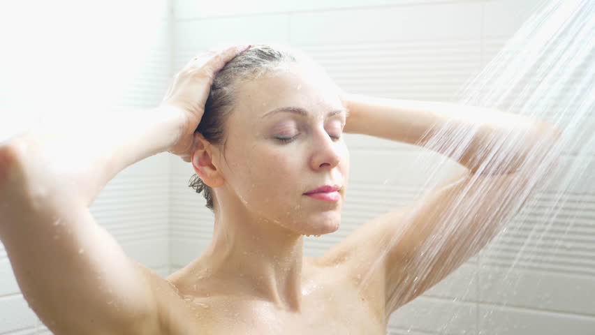 Blonde Woman Taking Shower Stock Of Hairs Babesmachine 1