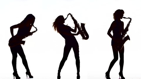 Silhouette Women playing Saxophone