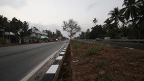 Trivandrum, Kerala 2018-Apr-07: Thiruvallam Enchakkal Bypass Road Timelapse at Sunset