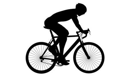 The silhouette vector of Men's Cycling road bike on white background ,looping video