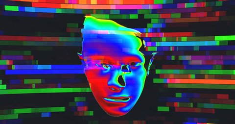 Animation of Digital Human Head on Colorful Noisy Moving Lines