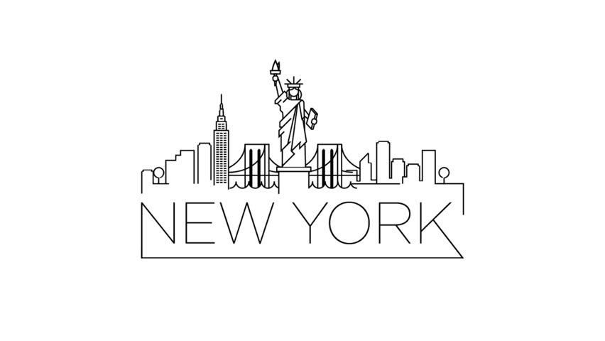 Modern New York Skyline Animation Stock Footage Video (100% Royalty ...