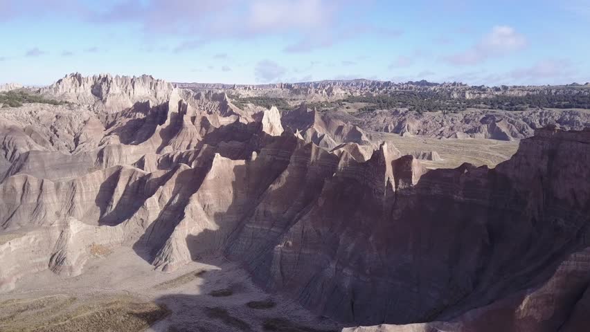 Badlands Badlands National Park Spring Erosion Topography Cliffs Weathered Geology Moving Gliding Aerial
