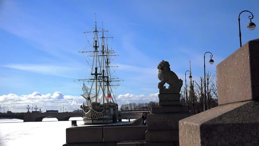 St. Petersburg, Petrogradsky district. Winter. Shot in 4K (ultra-high definition (UHD)).