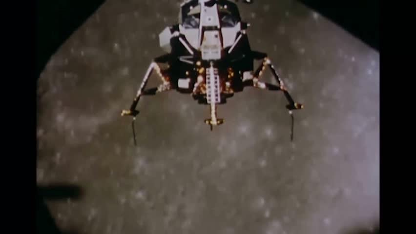 CIRCA 1969 - Apollo 11's lunar module closes in on the moon.