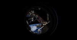 Spinning earth 4K 50fps time lapse view from the JEM (Japanese Experiment Module) satellite window over the Atlantic Ocean and Africa.Images courtesy of NASA Johnson Space Center.