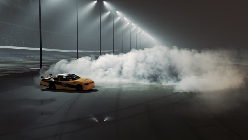 Race car burnout on race track. Thick smoke from burned tires. Victory burnout. | Shutterstock HD Video #1009623011