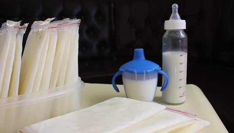 Labeling, Filling, Freezing and Packing Breast Milk Donations. Organizing Frozen Breast Milk