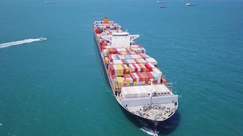 Mega Container Ship Cruising Slowly Mediterranean Stock Footage Video ...