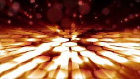 Warm hexagonal floor animation background 
