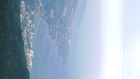 Vertical video. View of Yalta from Mount Ai-Petri. Panorama. Crimea