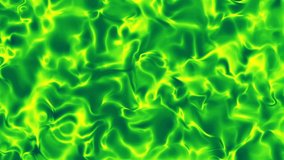 Green abstract animated artistic background with moving chaotic gradient structures computer rendering