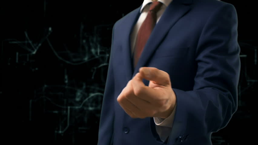 Businessman shows concept hologram Expert Advice on his hand. Man in business suit with future technology screen and modern cosmic background | Shutterstock HD Video #1009660517