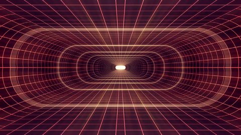 In out flight through VR neon RED grid RED lights cyber tunnel HUD interface motion graphics animation background new quality retro futuristic vintage style cool nice beautiful video foota