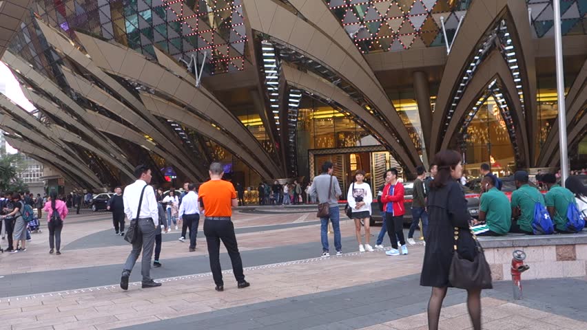 MACAU, CHINA- 7 APR, 2018: Grand Lisboa Hotel comprised of an ultramodern tower rising from a striking geodesic dome, this iconic casino hotel