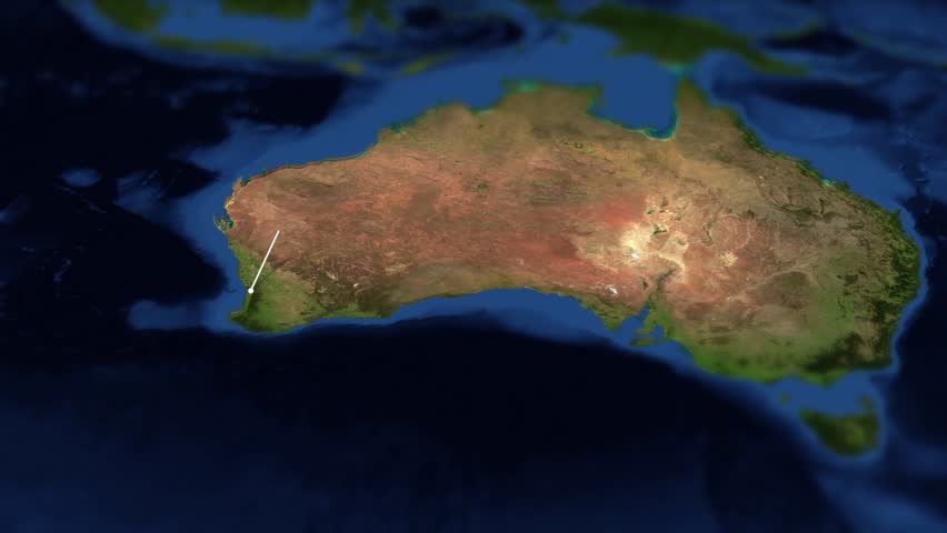 Camera pans over map of Australia with indicator - Perth

Image courtesy of NASA