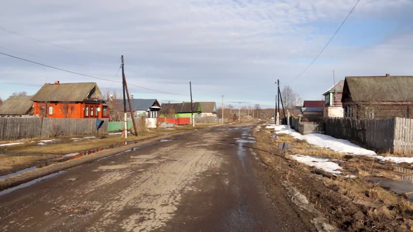 View of the Russian Village from the village road, spring time.