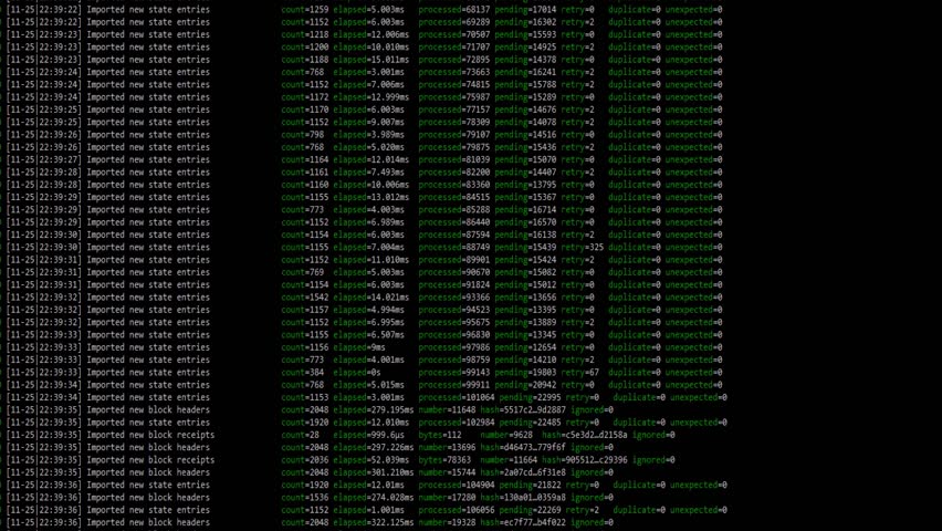Blockchain code for Ethereum Bitcoin currency mining on computer screen