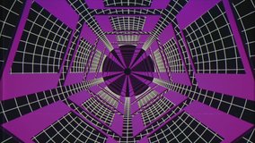 endless flight through retro style cyber purple tunnel VHS effect motion graphics animation background new quality futuristic vintage cool nice beautiful video footage