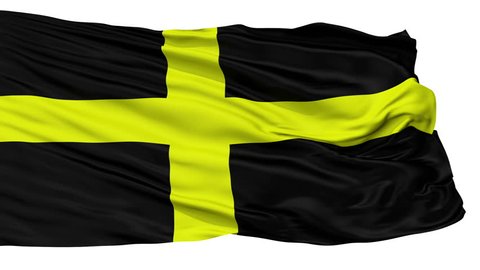 Saint David flag, city of UK, realistic animation isolated on white seamless loop - 10 seconds long (alpha channel is included)