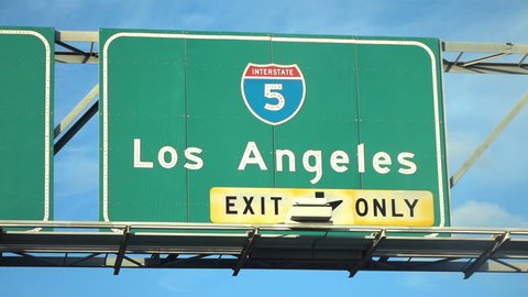 Professional video of Los Angeles Hollywood 5 fwy sign in slow motion 250fps