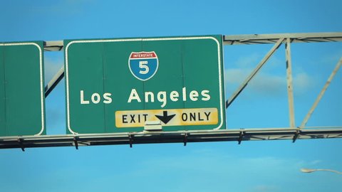 Professional video of Los Angeles Hollywood 5 fwy sign in slow motion 120fps