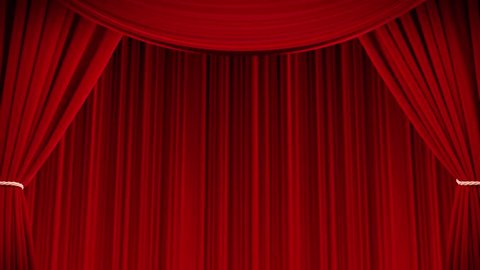 Red curtains open and close with green screen