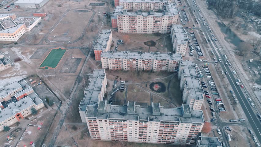 Apartment Blocks Aerial View, Siauliai, Lithuania
