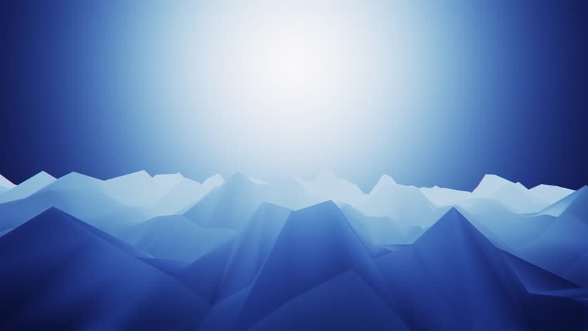 3D Blue Low Poly Mountains Loopable Background Forward Motion