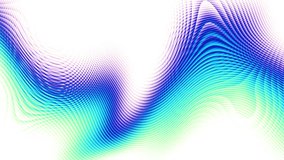 Moving curved blue and green waves on white background. From wavy to white and back to wavy. Looping footage.