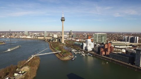 Aerial view of the Dusseldorf Media harbour in Germany - Europe.