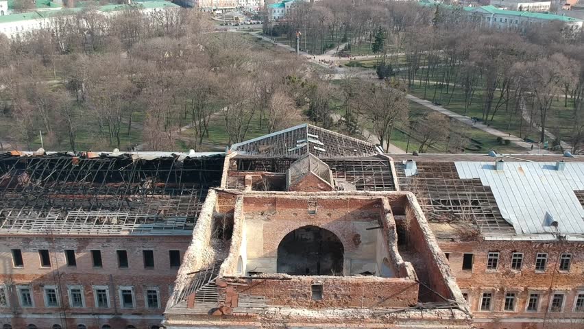 Aerial view on Poltava city in eastern Europe, Ukraine