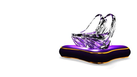 Shining Glass Slippers On white Text Space.
Loop able 3D render Animation.