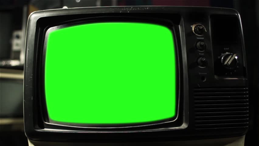 Antique TV with Green Screen. Zoom In. You can Replace Green Screen with the Footage or Picture you Want with “Keying” effect in After Effects (check out tutorials on YouTube).   Royalty-Free Stock Footage #1009816574