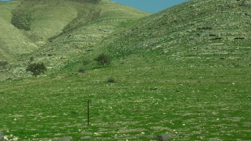 Golan heights mountains formed by spilled basaltic volcanic lava . Israel. 4k