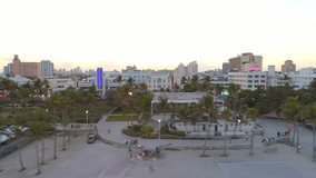 Aerial Miami Beach party city 4k drone footage