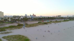Aerial drone footage South Beach Florida USA