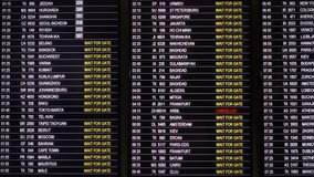 Flight information board in Istanbul Ataturk Airport, 4K ultra hd video footage