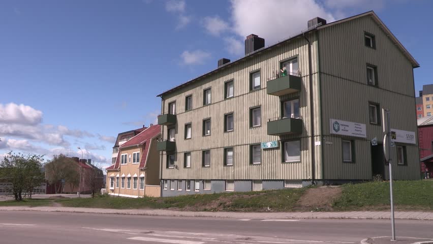 Houses in Kiruna (Street View), Sweden.