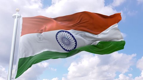 Indian flag waving in slow motion