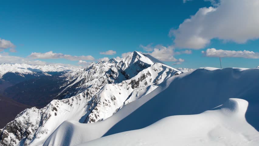 Himalayas Everest Beautiful Mountain Range Winter Inspiring Landscape Snow Cold Sea Of Clouds Aerial Flight Footage Over Peaks Epic Panorama Nature Success Summit Top Peak Aerial view of snow mountain