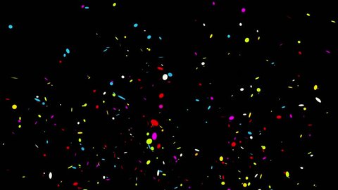 Realistic Multicolored Confetti Bottom_Center_Circle
 Shape Gunshot Popper Explosions Shooting Falling black/green background. Wedding, Birthday, Celebration, Carnival, Party or Holiday.4k