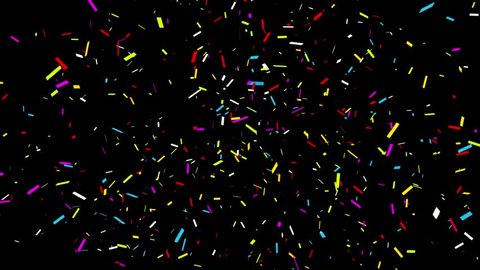 Realistic Multicolored Confetti Bottom_Left_Right_Square_line Shape Gunshot Popper Explosions Shooting Falling black/green background. Wedding, Birthday, Celebration, Carnival, Party or Holiday. 4k