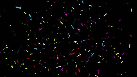 Realistic Multicolored Confetti Bottom_Right_Rectangle_line Shape Gunshot Popper Explosions Shooting Falling black/green background. Wedding, Birthday, Celebration, Carnival, Party or Holiday. 4k