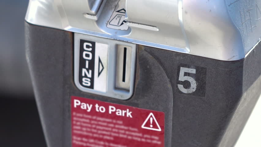 Professional video of parking meter in Los Angeles in slow motion 120fps